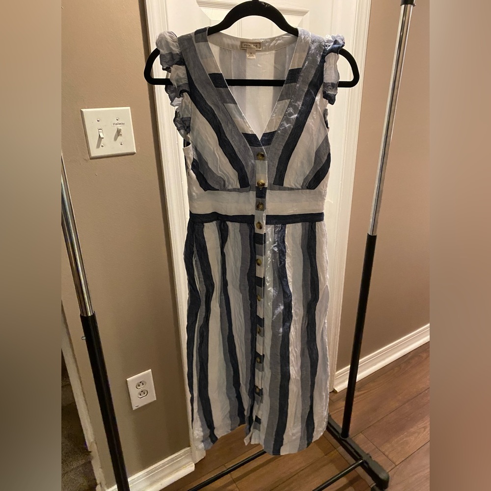 J Crew Point Sur Button Front Linen Midi Dress - Picture 4 of 12